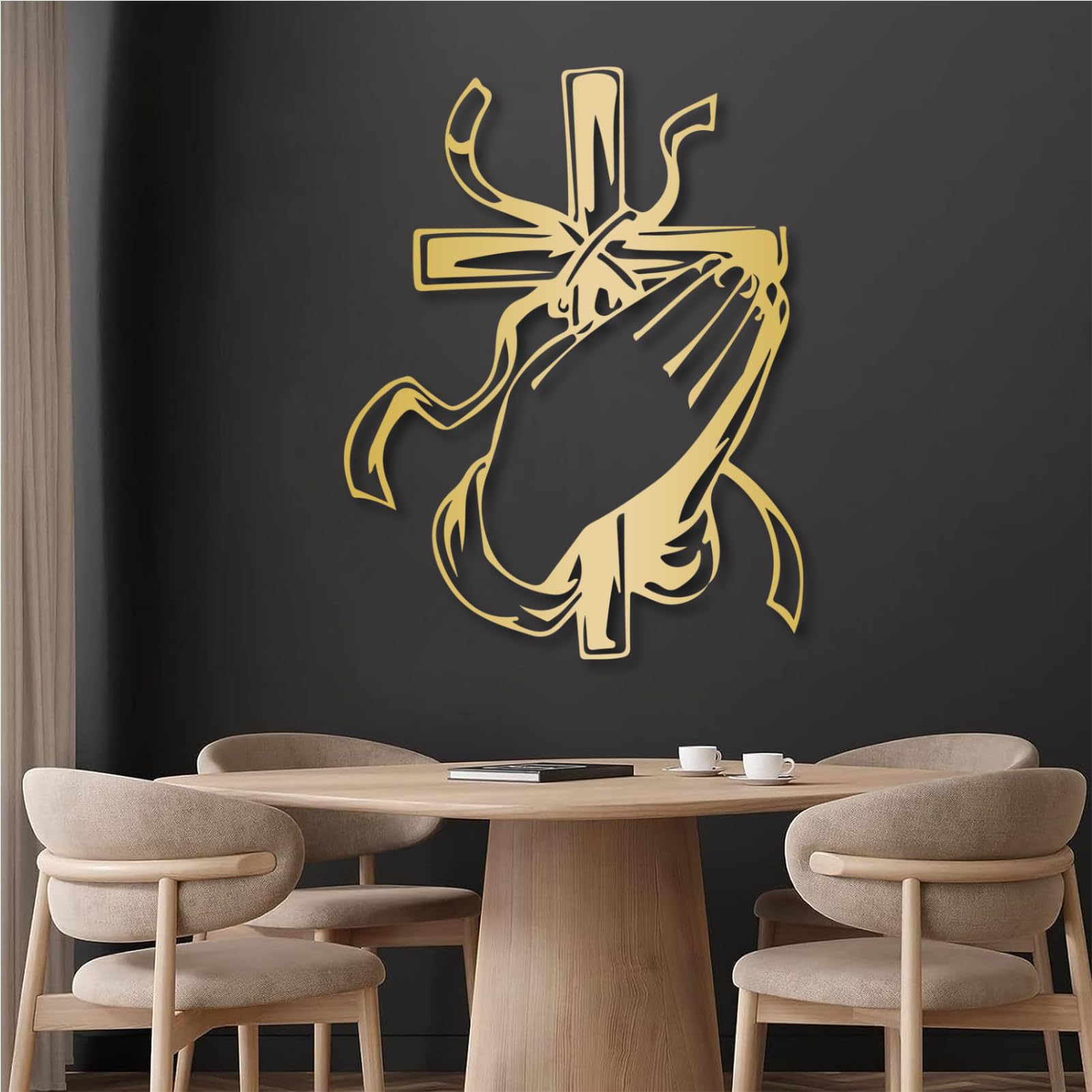 Mains en prière en métal décoration murale luxe orfèvre pour salon