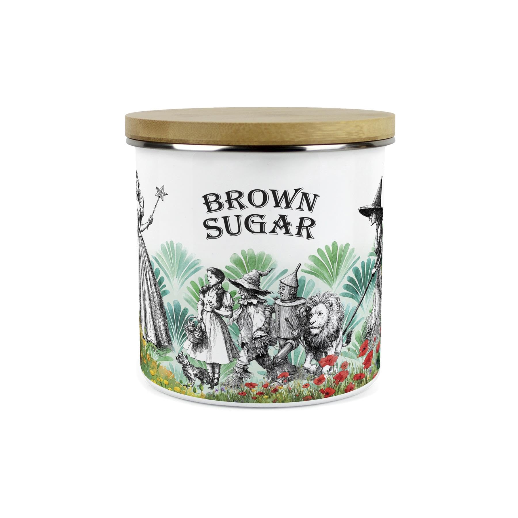 Purely Home Wizard of Oz Personalised Storage Canister - Wicked Witch & Dorothy Emerald City Gifts - 1.2L Large Enamel Kitchen Storage Container