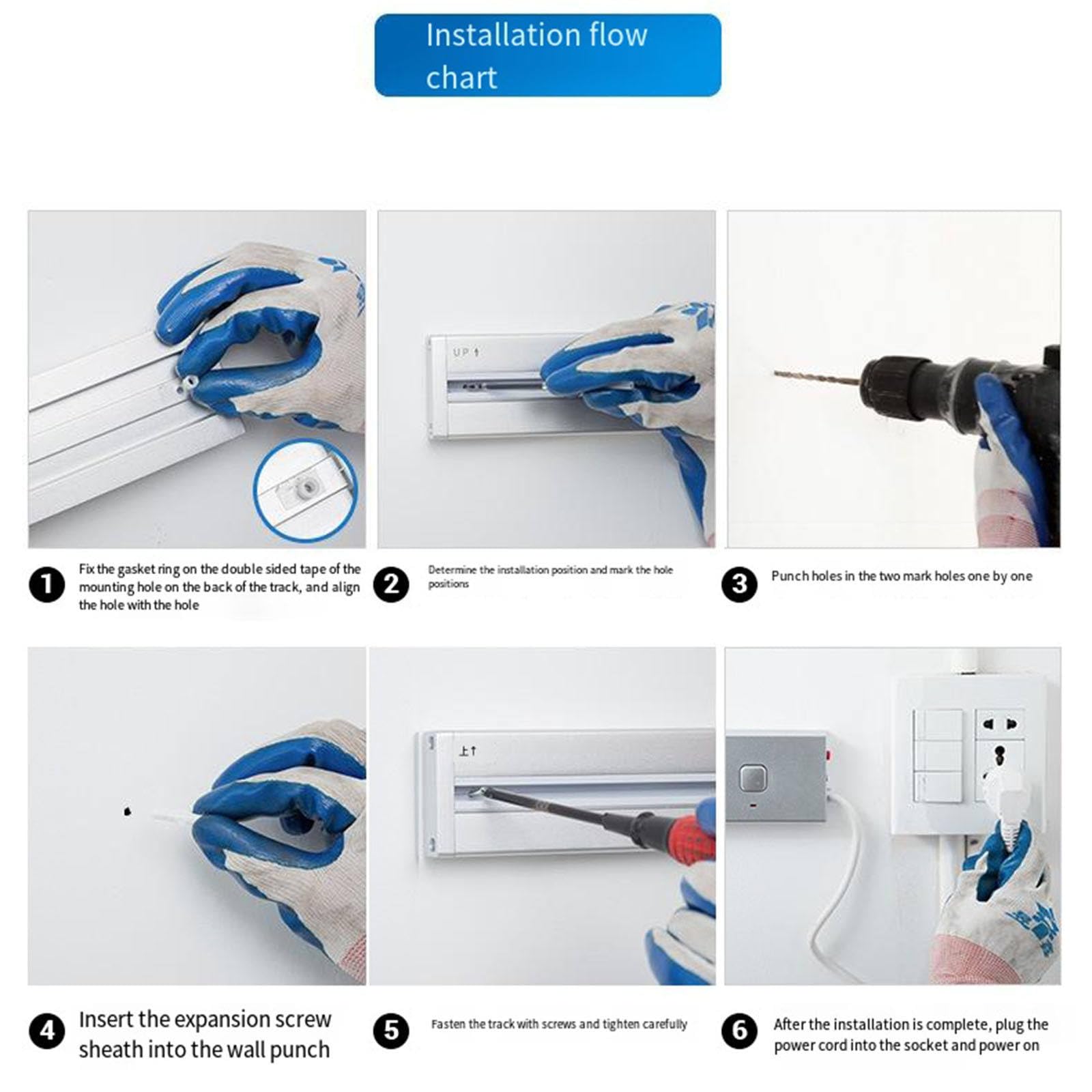Enchufe de pista de alimentación, adaptador de enchufe universal extraíble, opción izquierda y derecha, opciones de 60/80/100 cm, extensión de alimentación multiusos versátil
