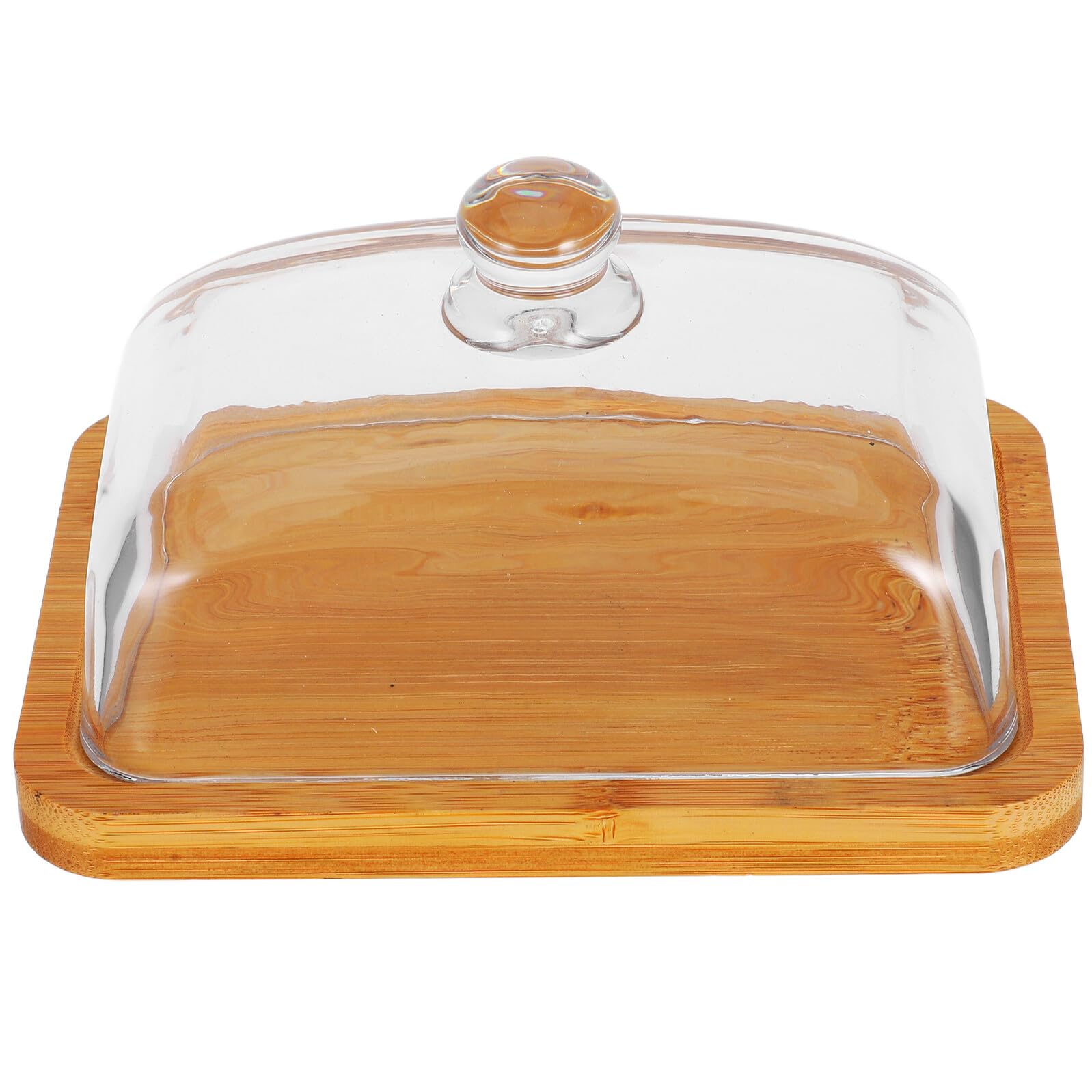 Beurrier Rectangulaire en Bois et Verre 1 Pièce avec Couvercle
