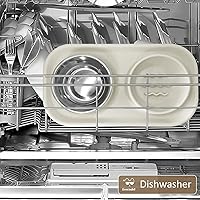 Vista 8 de Cuencos de comida para gatos de silicona impermeables, cuencos dobles de alimentación lenta de acero inoxidable y silicona, borde elevado