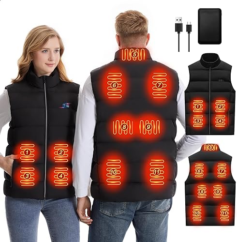 XINSONYUELL Chaleco térmico para hombres y mujeres con batería ligera recargable por USB, chaleco térmico para invierno y exteriores