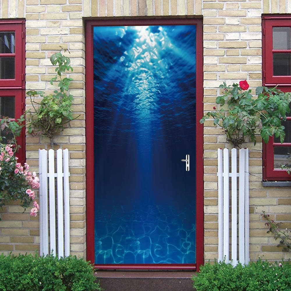 2 Adesivi 3D Per Porta Interna 38,5x200 Cm, Effetto Libreria, Autoadesivo Impermeabile In PVC, Per Soggiorno E Camera