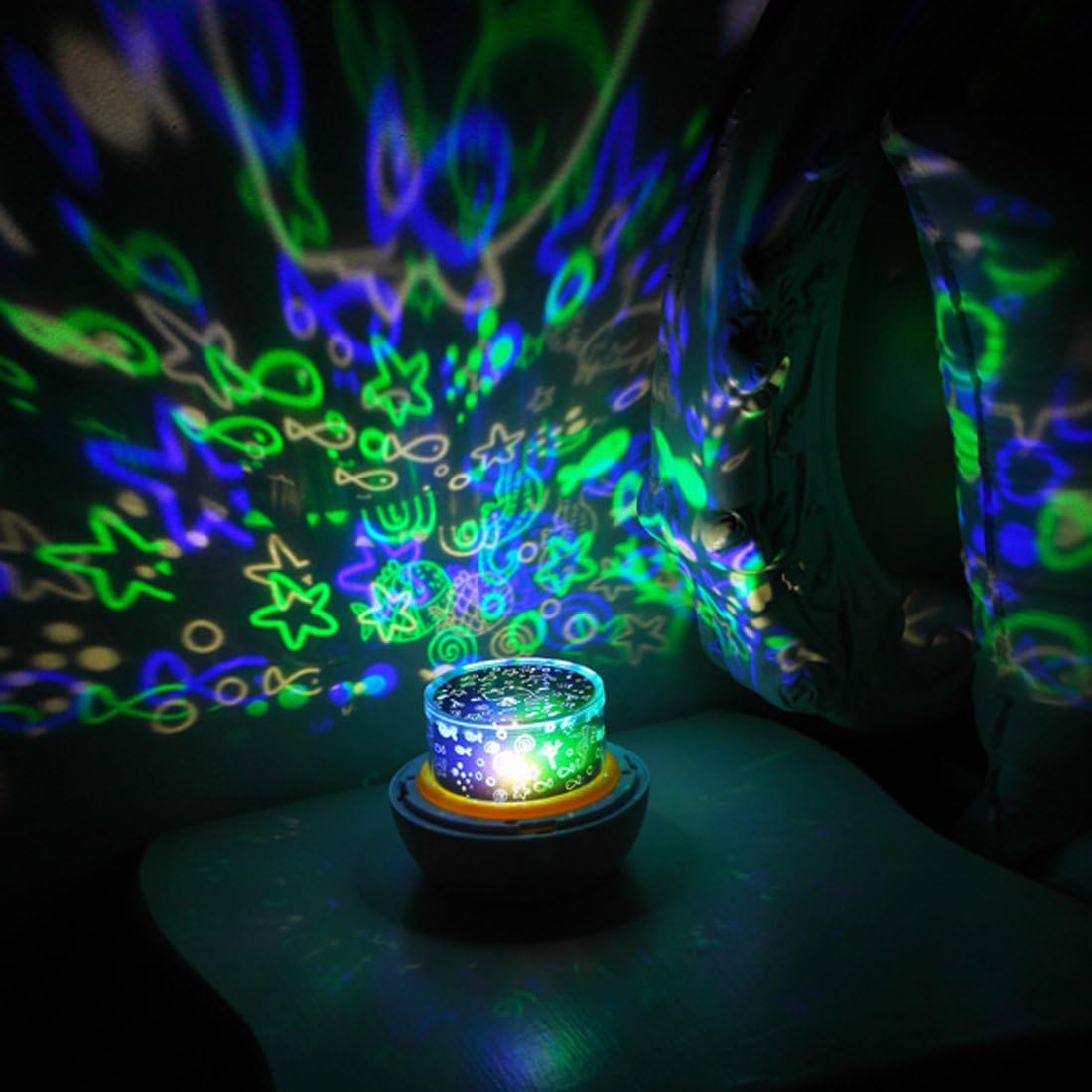 Magic Daimond Project Lamp Starry LED Rotating Star Light Projector 3 Effects Romantic Cosmos Star Lamp Bedroom Baby Night Lights Projector with USB/ Battery Powered for Kids Adults Christmas Gifts Baby Black [Energy Class A+]