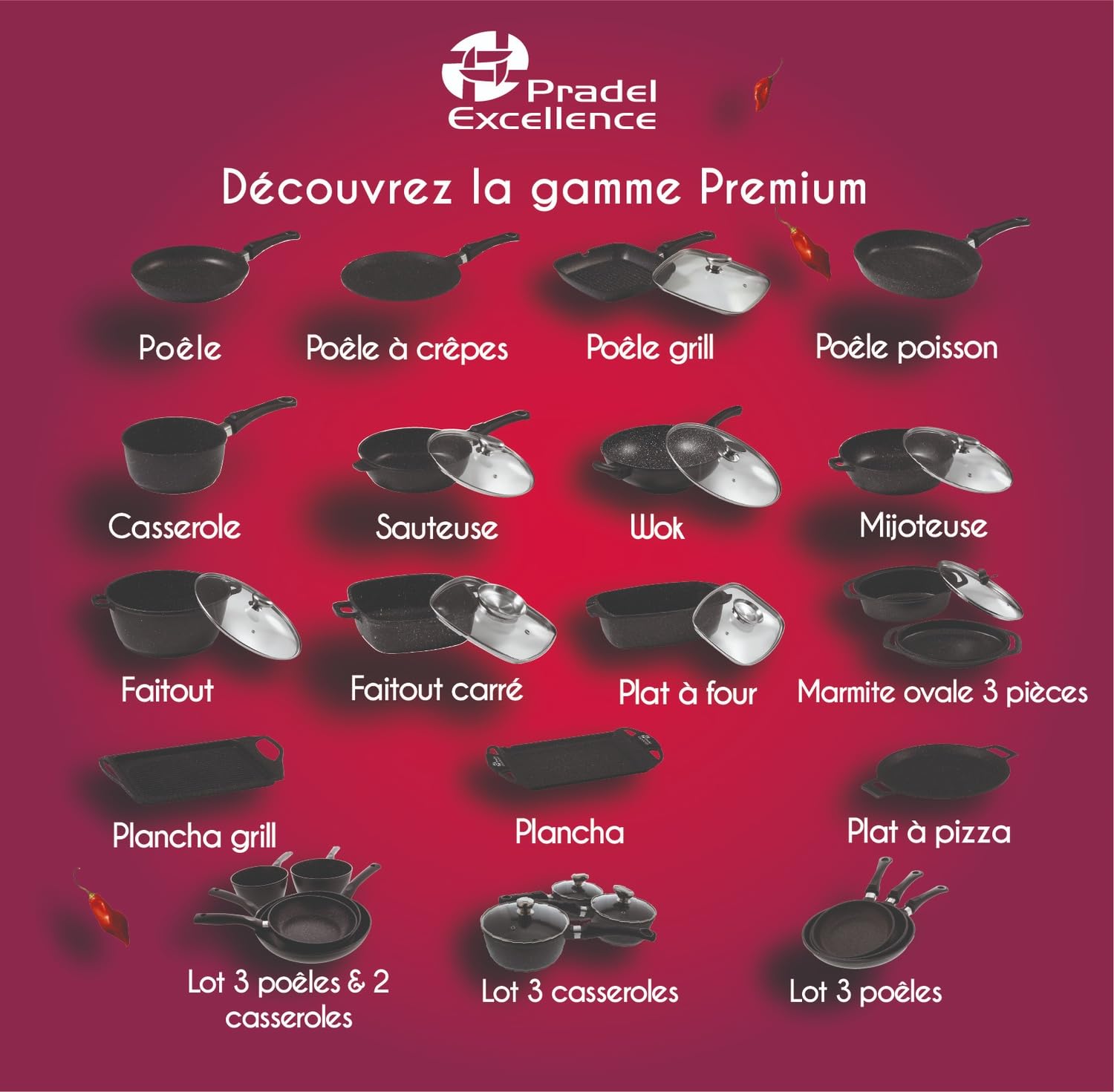 Pradel Excellence - PCUI001024 - Faitout Carré en Fonte d'Aluminium Premium 20x20cm, Revêtement Anti-Adhésif Façon Pierre, Protège-Poignées Amovibles, Tous Feux, Noir