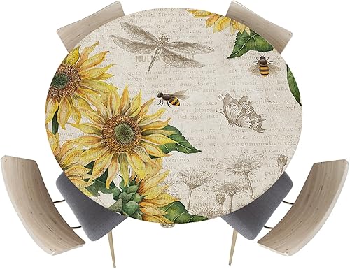 Vista 156 de Mantel redondo ajustable de Navidad para mesa redonda, mantel rojo floral de Navidad, mantel impermeable con borde elástico, mantel circular rojo