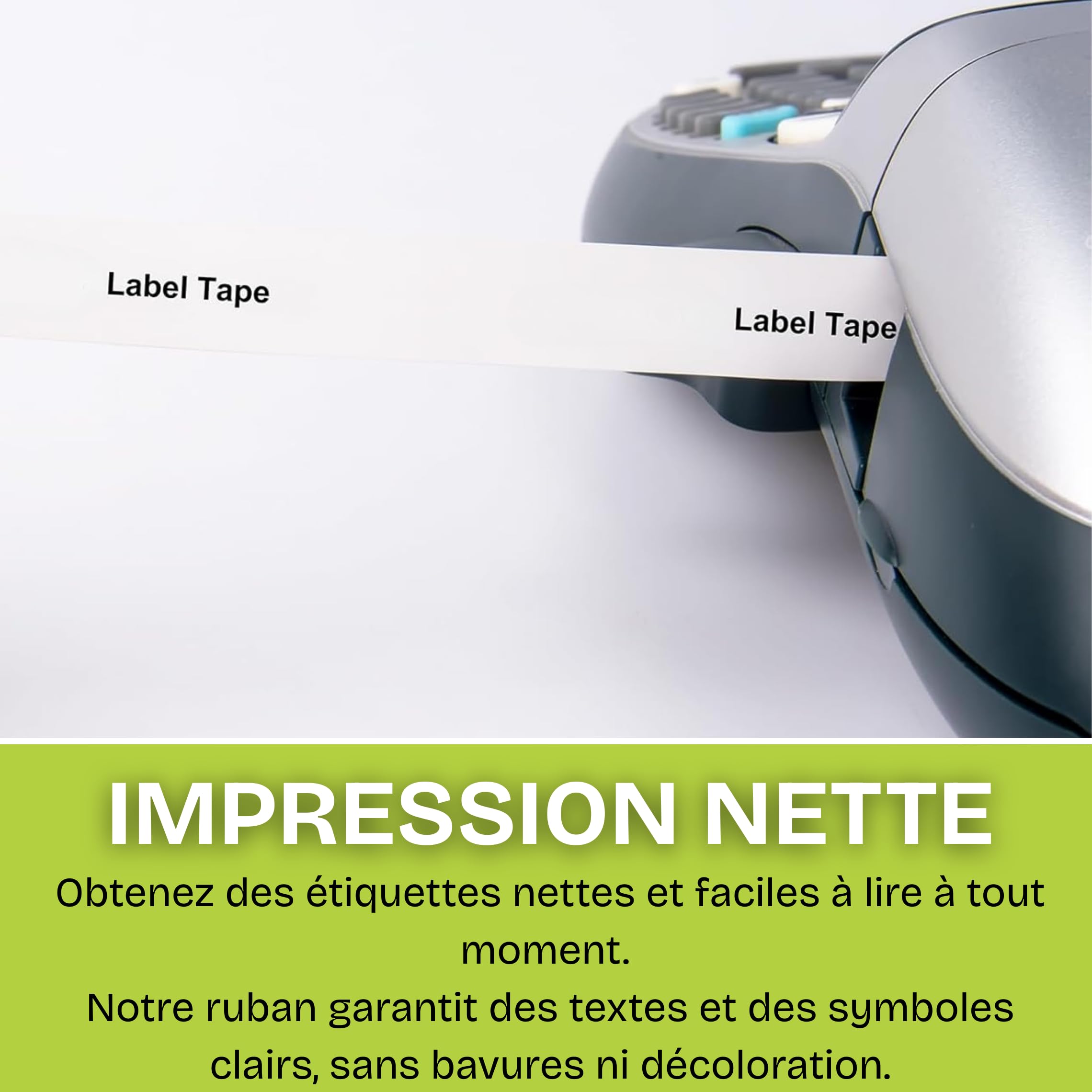 Lot de 6 Rubans d'Étiquettes 12mm x 4m Noir sur Blanc Compatibles avec LetraTag 91201/91221 pour Étiqueteuses LT-100H, LT-100T, XR, QX50