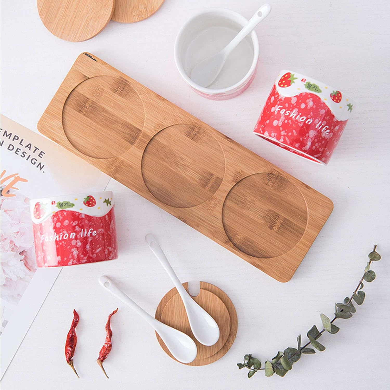 Sugar Bowl ,sugar pot, Sugar Bowl with Lid , Cute Strawberry Sugar Bowl with Lid and Spoon,Small Sugar Cubes Bowl for Coffee,Vintage Spice Jars Salt Bowls for Kitchen,Coffee Bar-B1-0.3 (Color : B1, Si