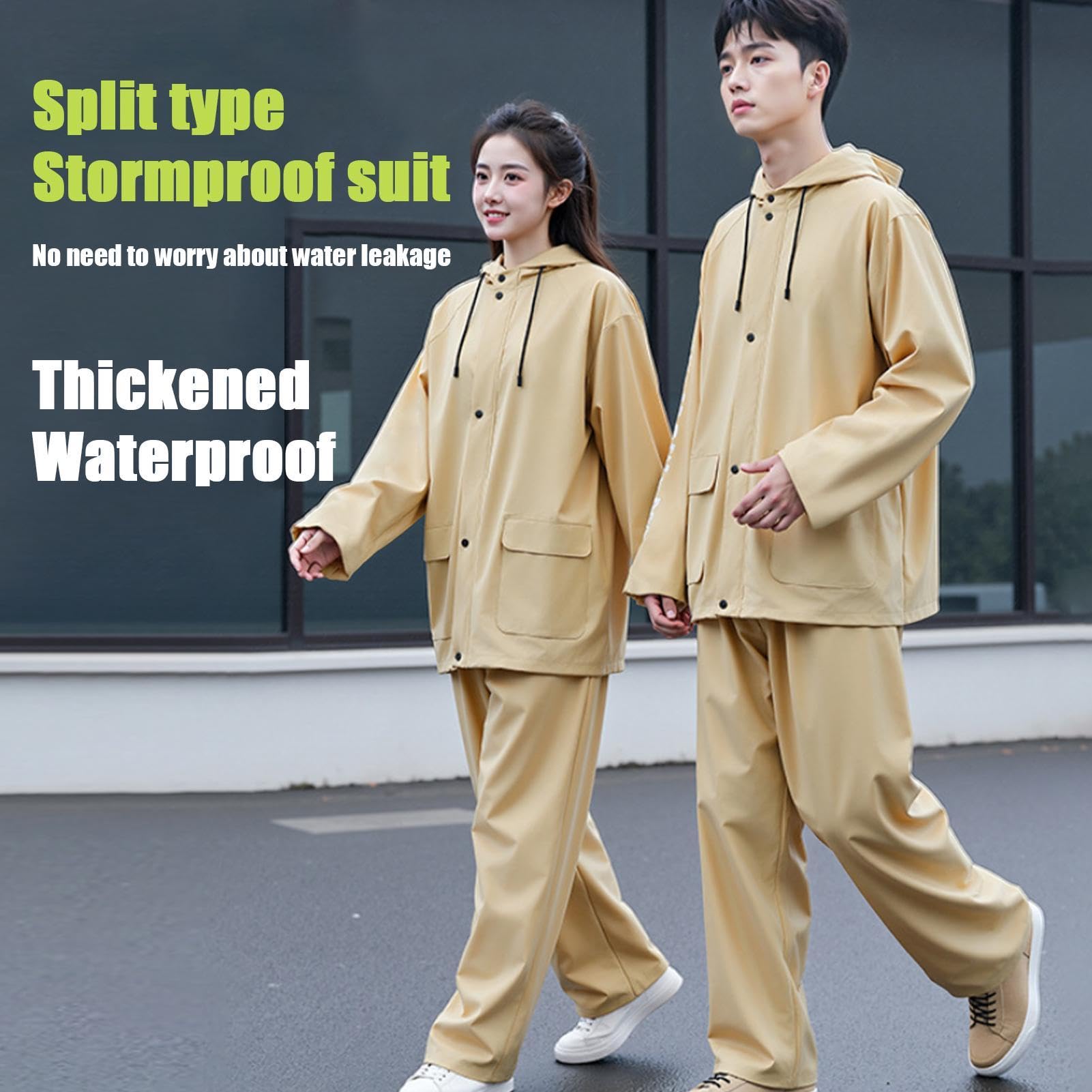 Traje de lluvia, trajes de lluvia ergonómicos con capucha para hombre, chaquetas con capucha, pantalones reflectantes, unisex, para senderismo, camping, pesca