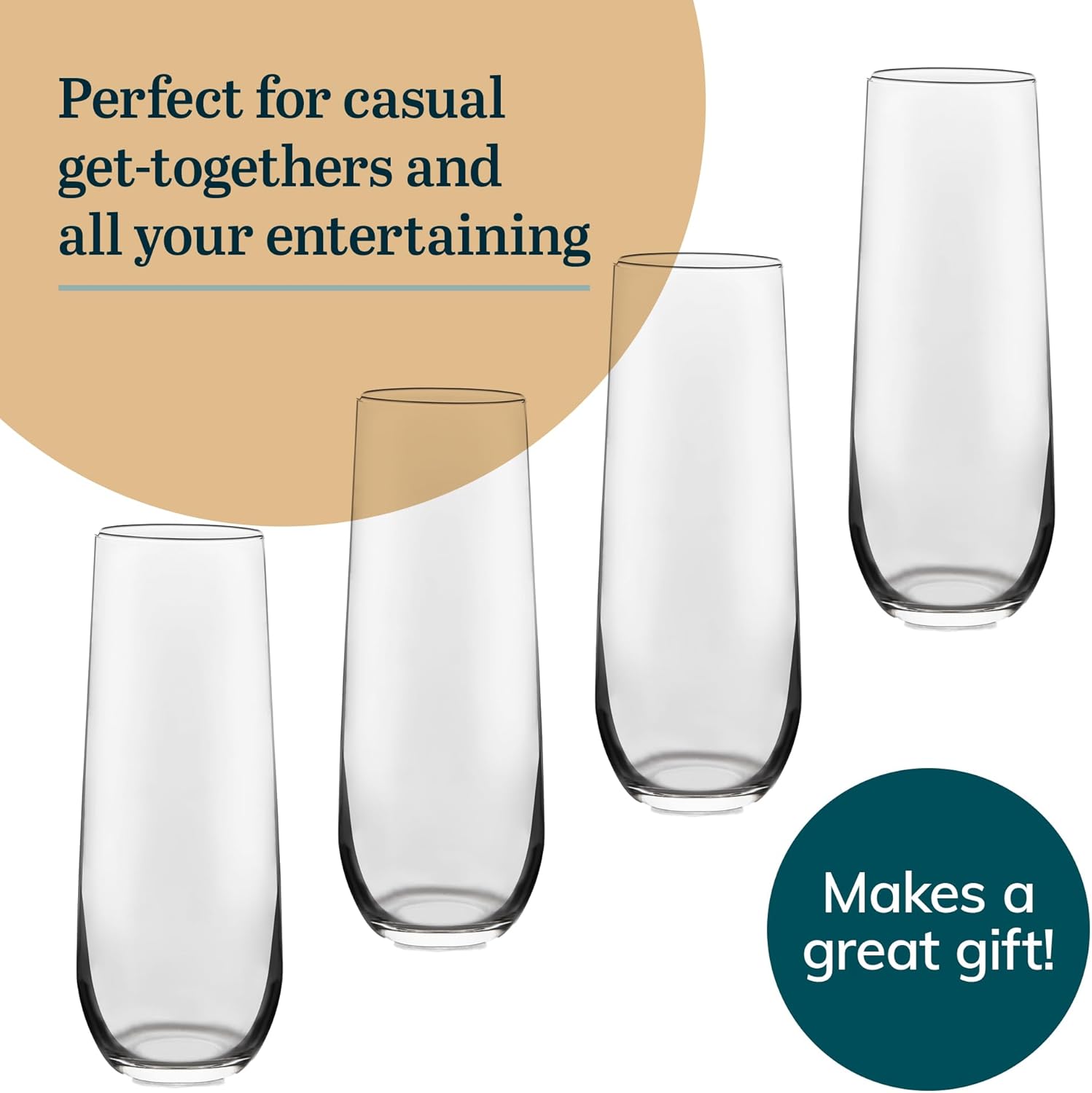 Libbey Premiere Cobalt Iced Tea Glasses, Stylish Cobalt Blue Drinking Glasses Set of 12, Dishwasher Safe Stemmed Water Goblets for Parties and More