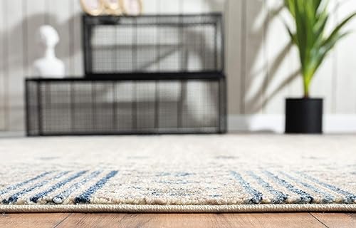 Miniatura 6 de Abani Southwestern Mesa Collection - Alfombra decorativa con borde azul y beige de 6 x 9 pies