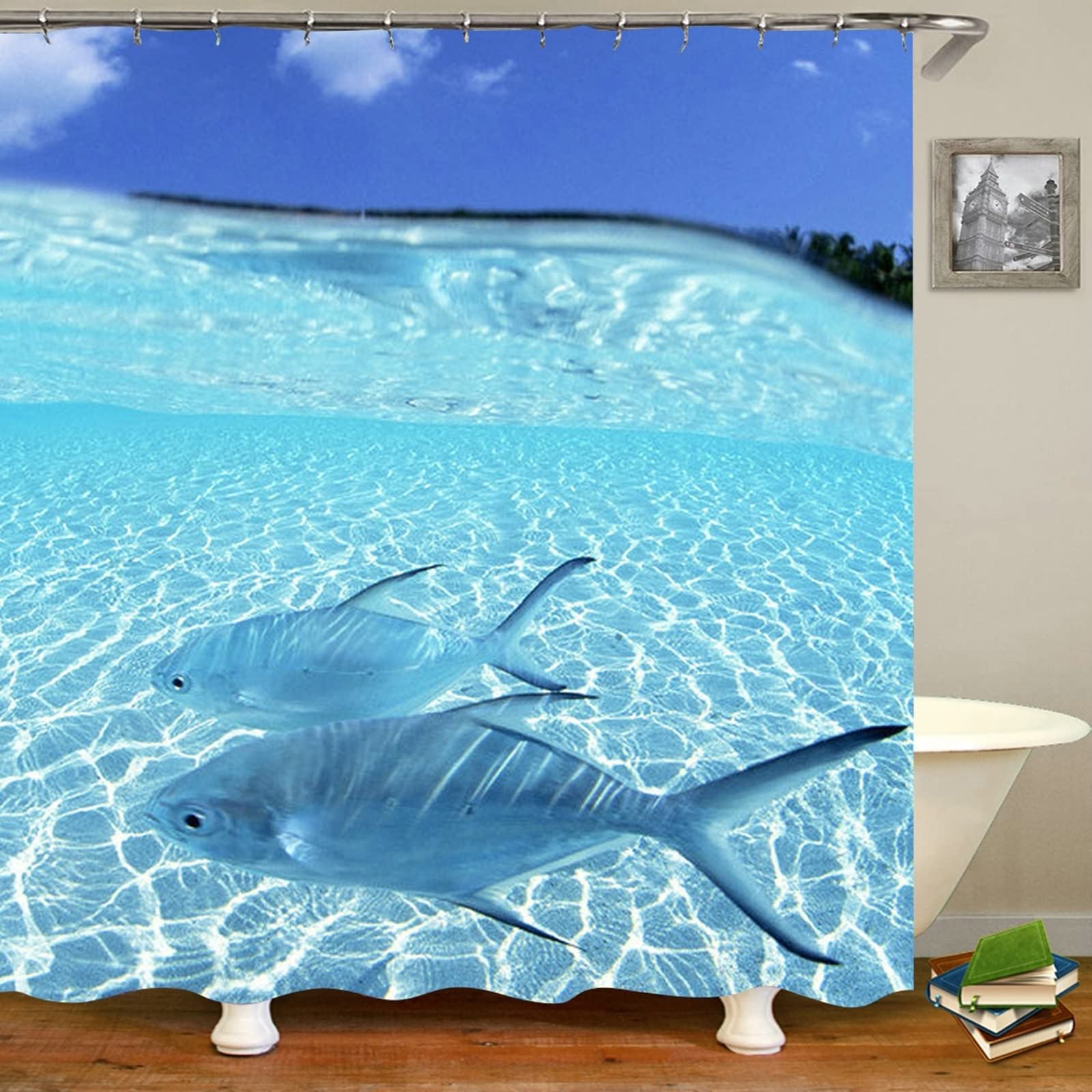 Rideau salle de bain anti éclaboussures KnSam bleu 180x200cm pour en finir avec le sol mouillé