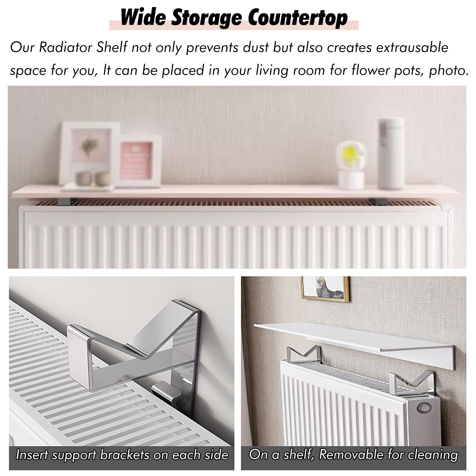 Slimline - Estante de aluminio para radiador, ajustable, 40-170 cm, ideal para clínicas, baños y entradas, fácil instalación, decoración del hogar, acabado blanco (170 cm x 15 cm)