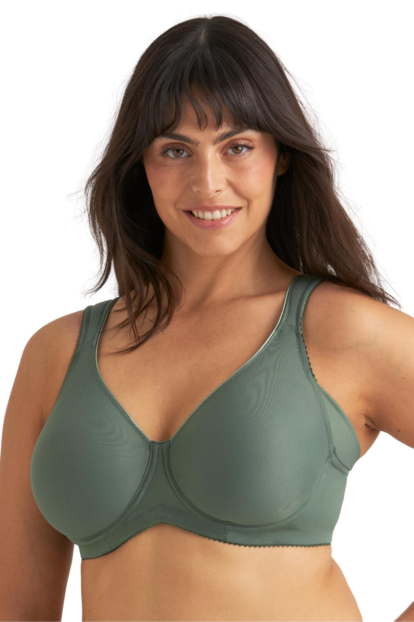 Miss Mary Of Sweden Women's Green Cooling T-Shirt Bra For — Underwired Bra For Hot Flushes, Moisture Wicking Full Coverage, Padded Adjustable Straps, Plus Size
