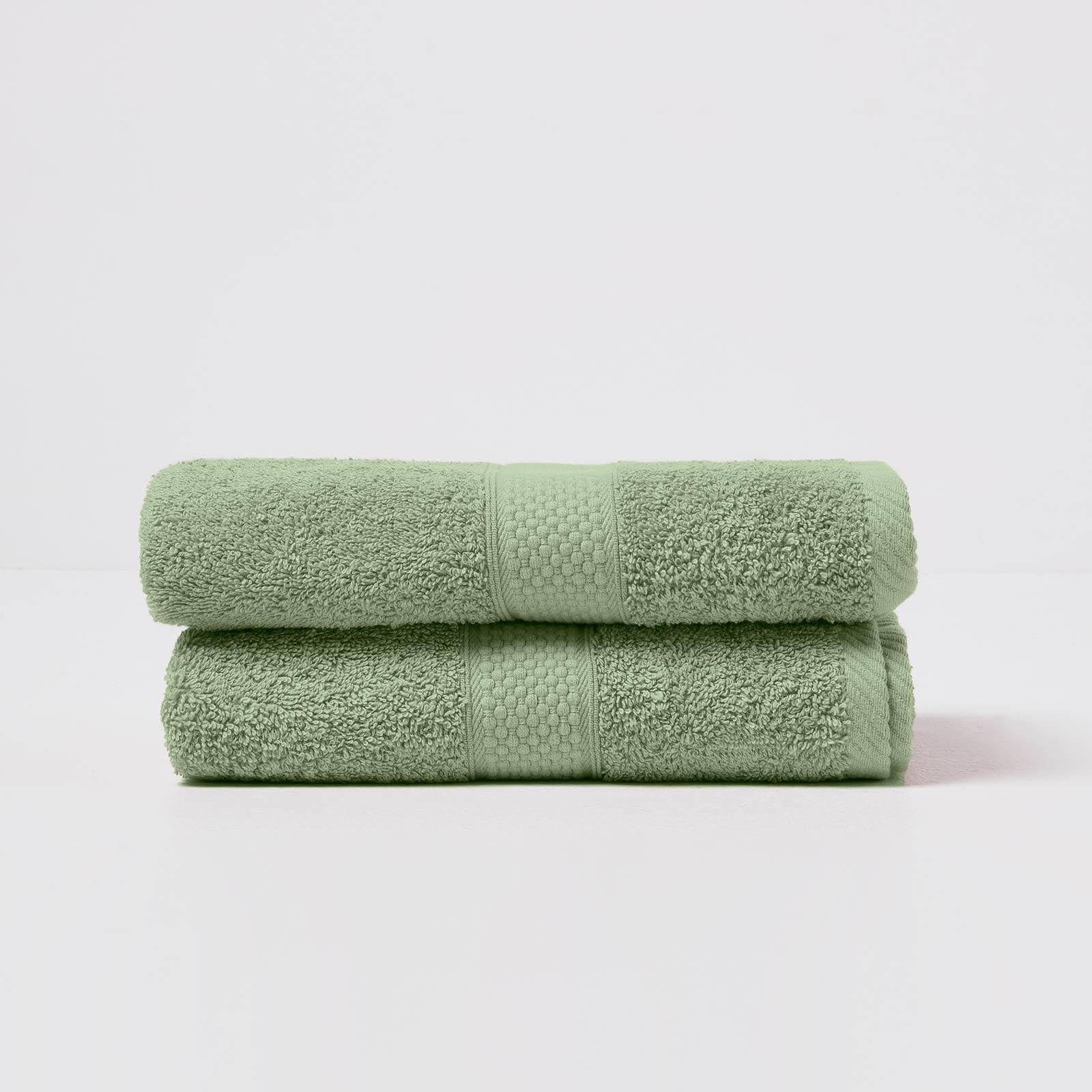 HOMESCAPES Sage Green Turkish Cotton Set of 2 Hand Towels Super Soft Thick & Absorbent 500 GSM Towel Heavy Weight for everyday Luxury