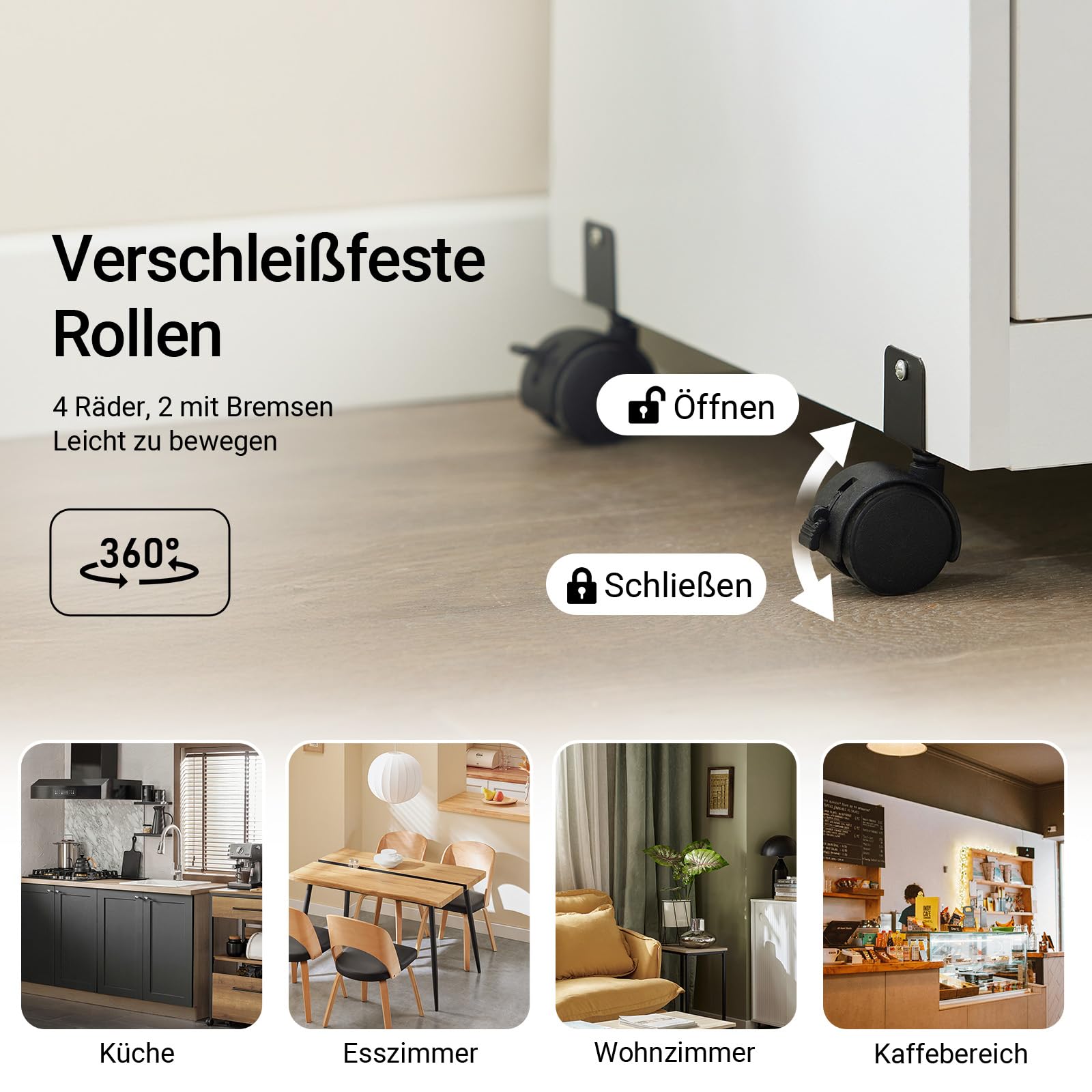 SoBuy Küchenwagen mit Bremsrollen, Mikrowellenfach & Schublade, 62x119x40cm | Küchenschrank mit Arbeitsplatte, 2 Ablagen & Doppeltürschrank, 60 kg Tragkraft, MDF/PB, für Küche & Esszimmer & Büro, FSB12-W