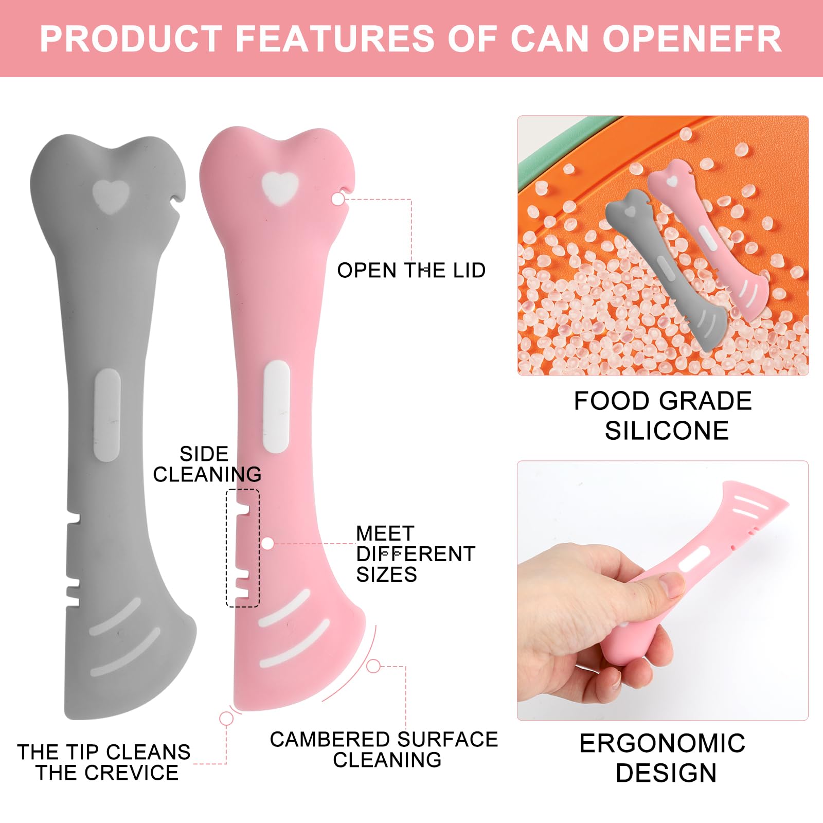 Set di 2 cucchiai per cibo per gatti, multifunzionali, apriscatole e custodia in silicone senza BPA, per alimenti per animali domestici, gatti, cani, alimenti per animali domestici