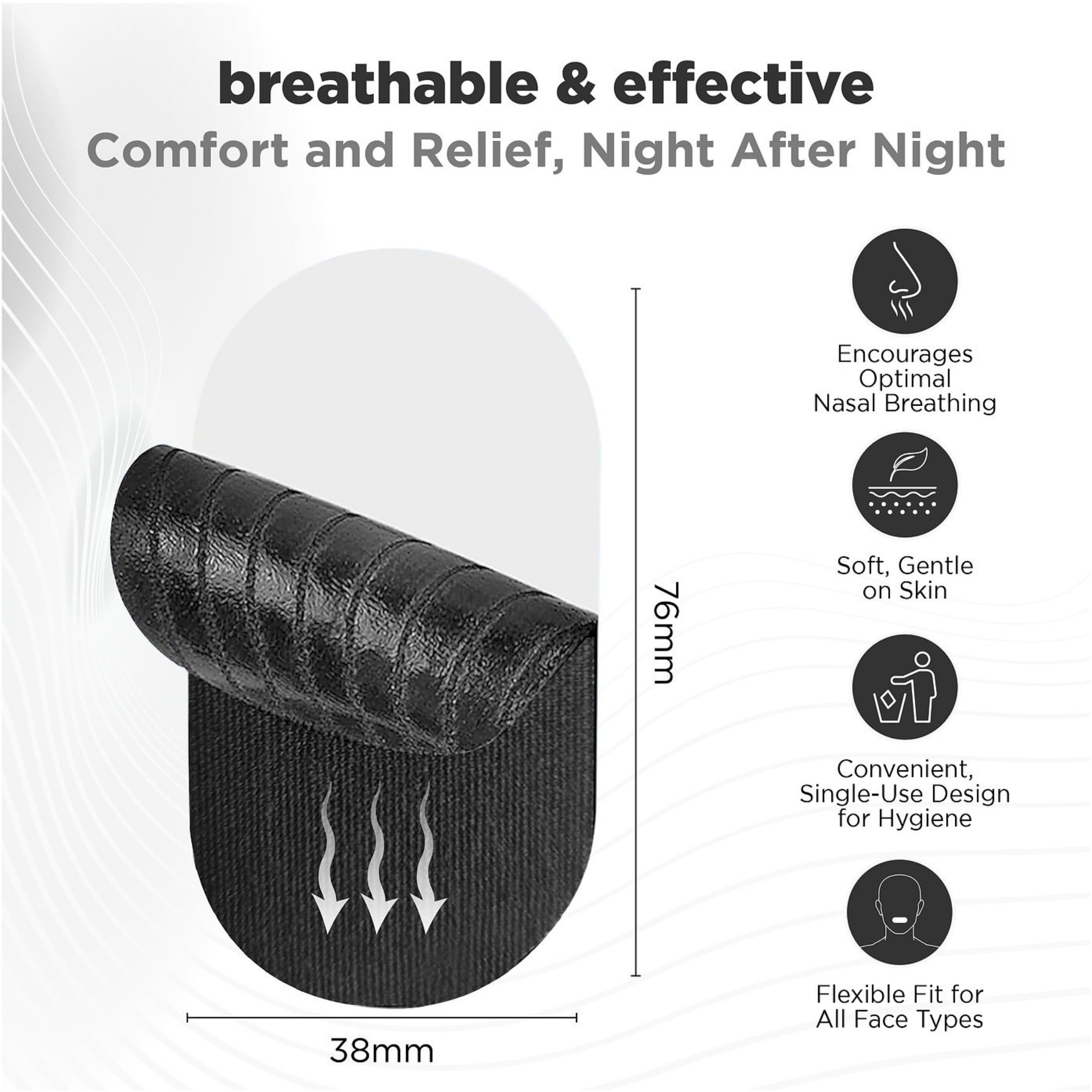 PureFlow Mouth Tape for Better Sleep – Hypoallergenic, Skin-Safe, Comfortable – Reduces Snoring & Mouth Breathing | CDSCO Approved | 10 Tapes — Amazon image 5
