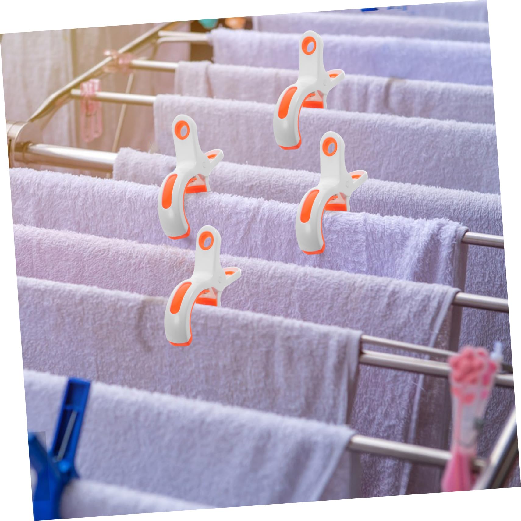 LABRIMP Pinzas para Ropa Resistentes al Viento de Plástico Abs para Toallas de Playa y Sillas de Jardín, Paquete de 12 Unidades de Color Blanco Portátiles para Exteriores