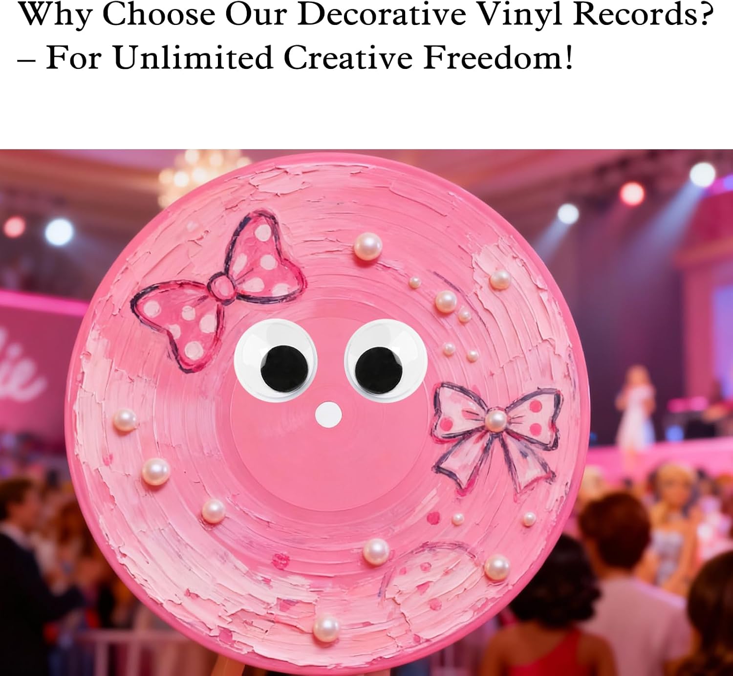 3PCS Vintage Records for Birthday Guest Book, 12 Inch Transparent Fake Records for Favor Sign Poster, 7 Inch Pink Mini Records, Blank Vinyl Records for Party Supplies, DIY Clock Vinyl Décor image 4