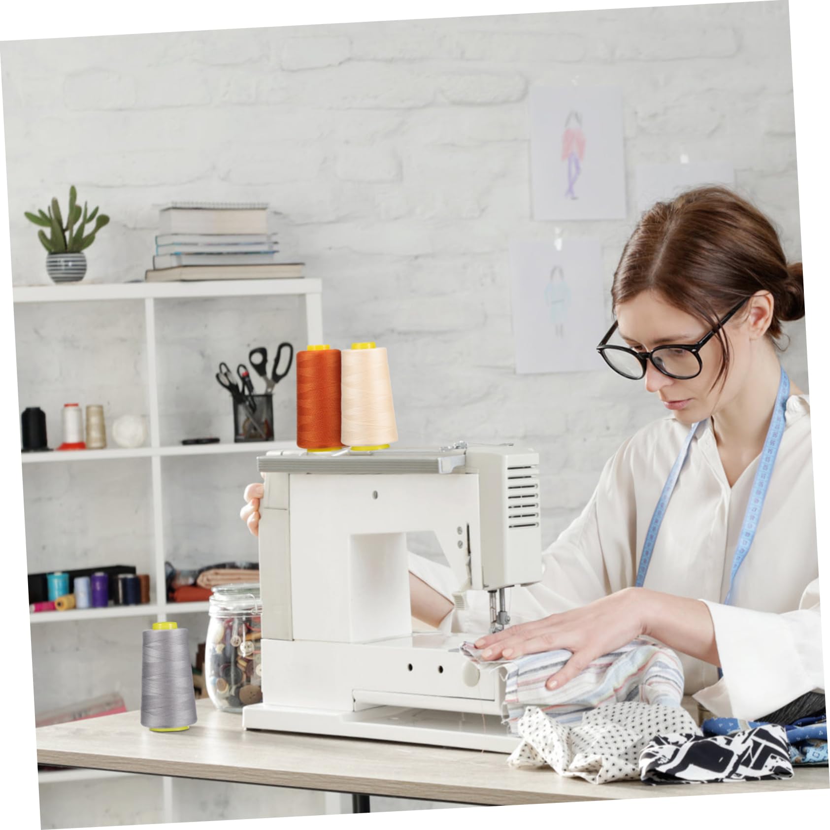 SHINEOFI 3 Juegos Hilo De Poliéster De Alta Velocidad. Beige Hilos De Poliéster Para Bordar Cuentas Maquina De Coser Maquina Coser Hilos De Coser De Colores Hilo Para Coser 6 Piezas * 3