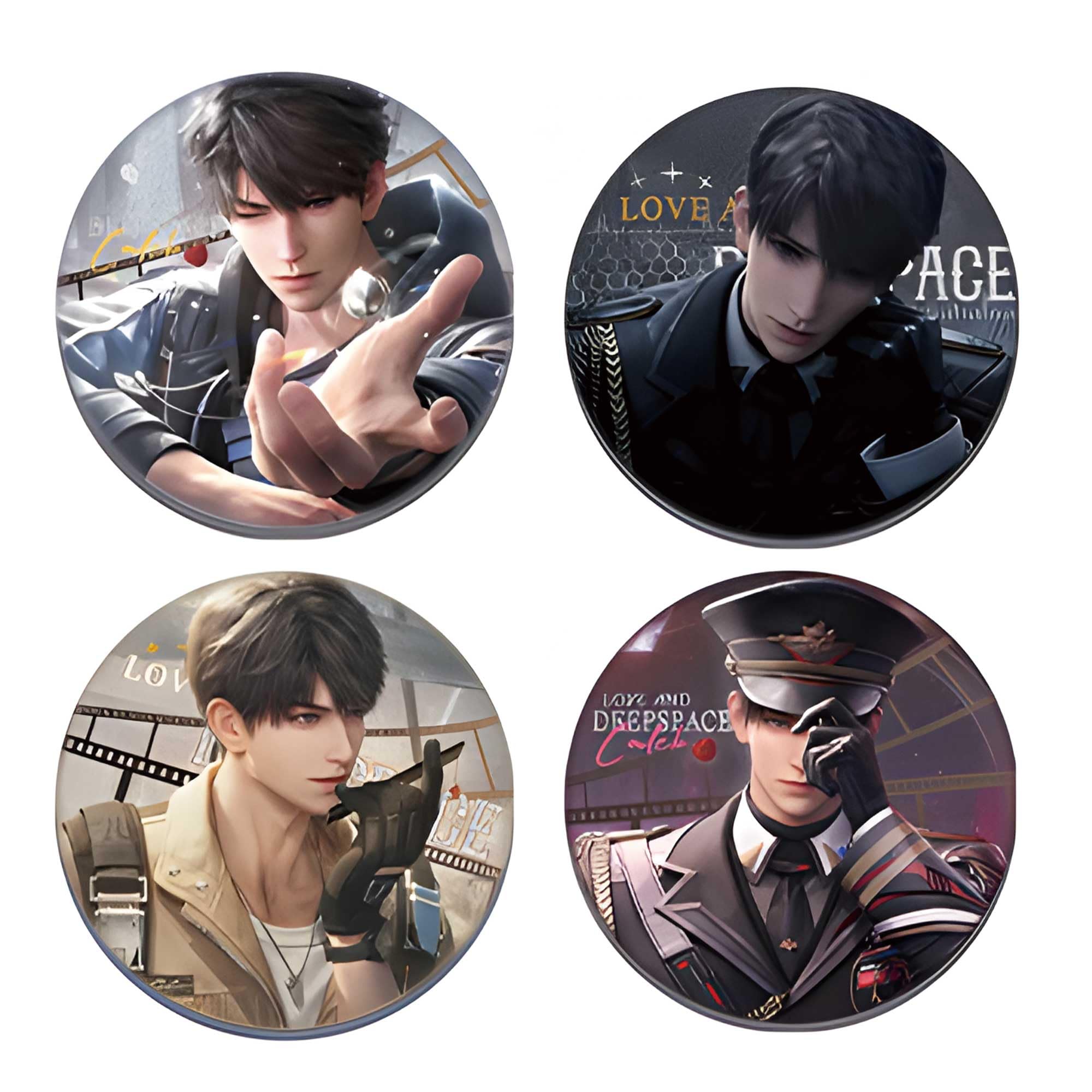 Love and Deepspace Caleb Acrylic Merch Set, Durable Fan Collectible(4Pcs Double Flash Badge)