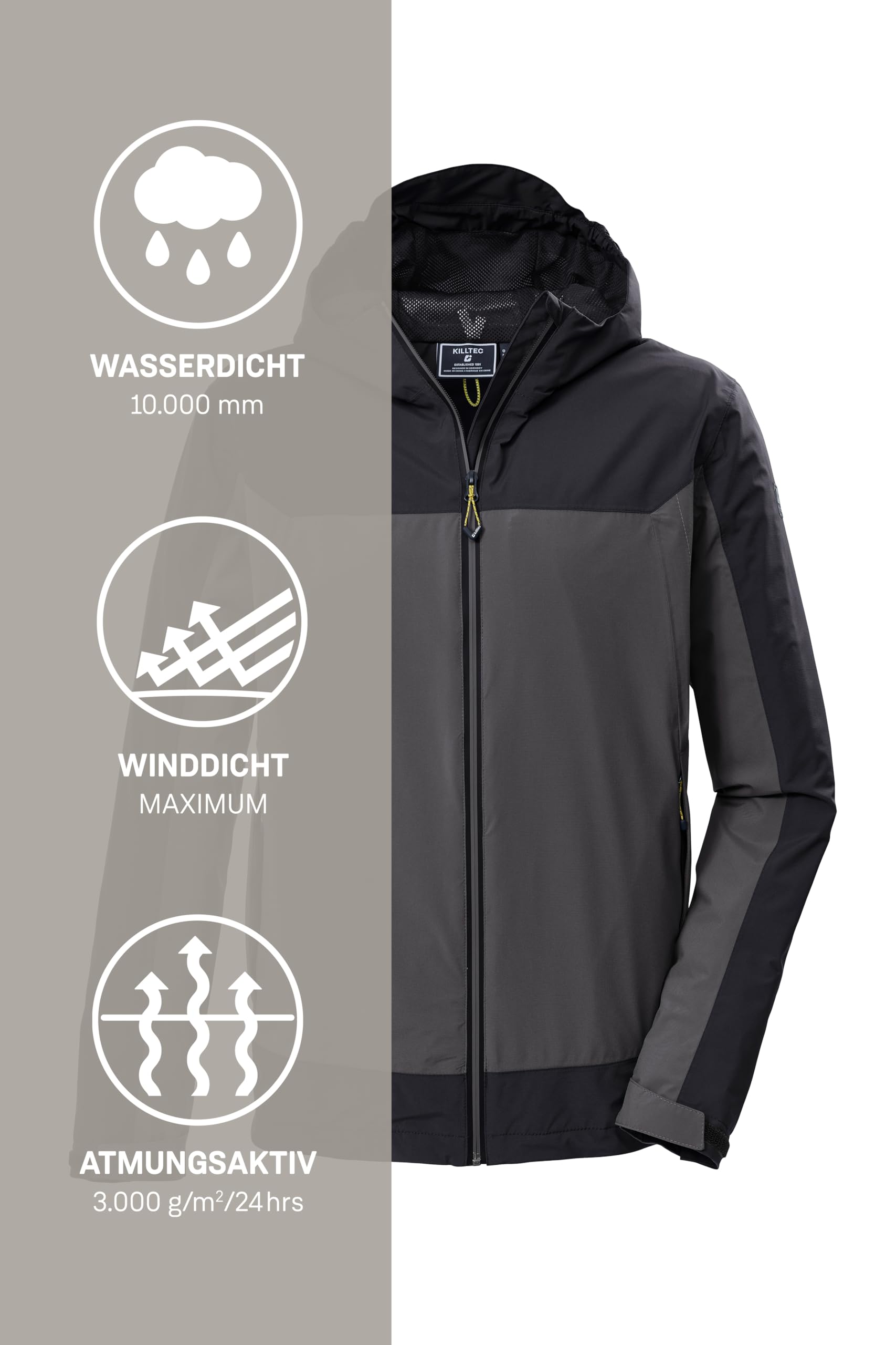 killtec Herren Funktionsjacke/Outdoorjacke mit Kapuze KOS 40 MN JCKT, anthrazit, L, 43999-000