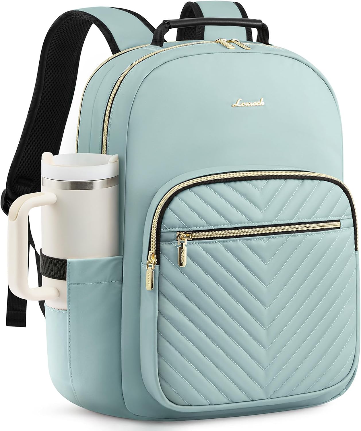 LOVEVOOK Laptop Backpack Purse for Women, Work Travel Computer Bags, College School Backpack for Student Girl, Quilted Casual Daypack with USB Port, Fit 15.6 Inch Laptop, Mint Green
