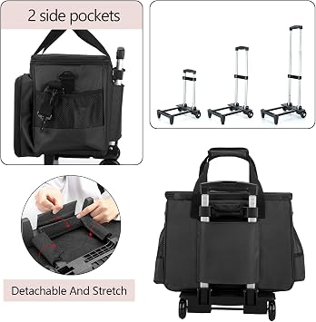 LUXJA Sewing Machine Case with Detachable Dolly&Removable Bottom Pad, Black