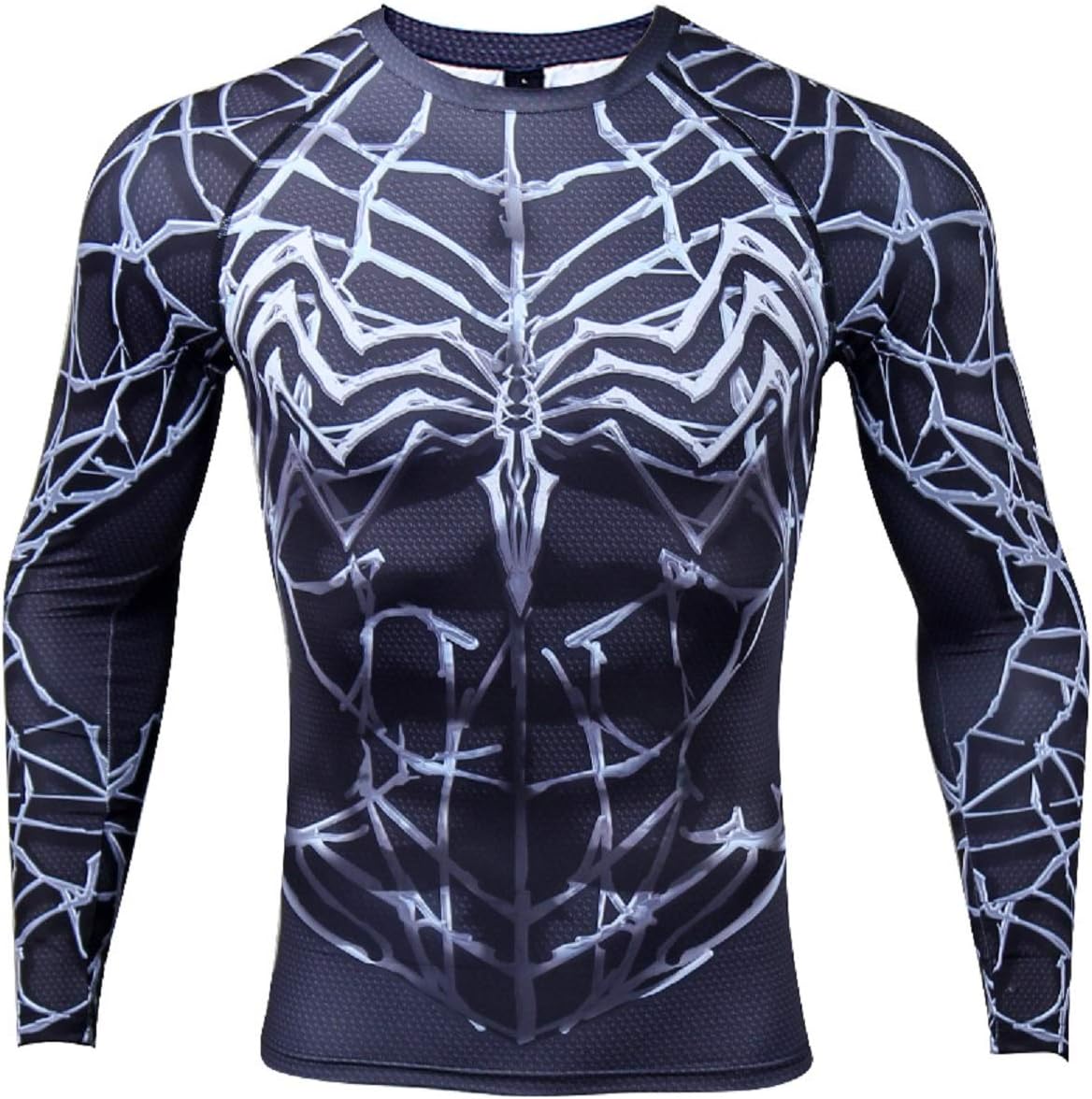 Spider Compression Shirt 3D Print T-Shirt Men Gym Tight Tops (X-Large, White)