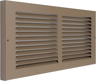 Fits 14x6 Duct Opening | Steel Baseboard Return Air Grille by Handua | Vent Cover Grill | 7/8" Margin Turnback [Depth] to Fit Baseboard | Brown | Outer Dimensions: 15.75"W X 7.75 "H