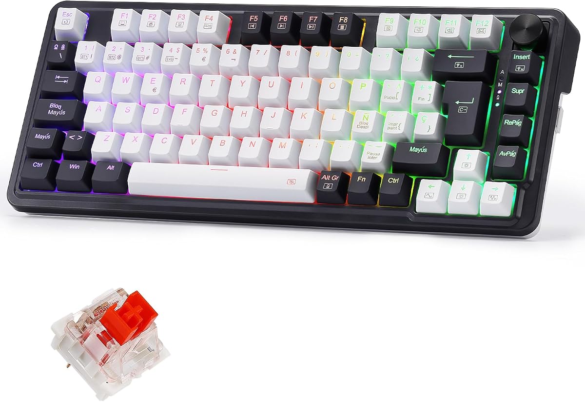 Redragon K673 Pro Teclado Mecánico Gasket RGB 75% 82 Teclas QWERTY Español