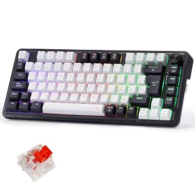Redragon K673 Pro Teclado Mecánico Gasket RGB 75% 82 Teclas QWERTY Español | Perilla Control 2.4G/BT/USB-C Espumas Absorbentes Sonido Hot Swap Interruptor Rojo Batería 4000mAh