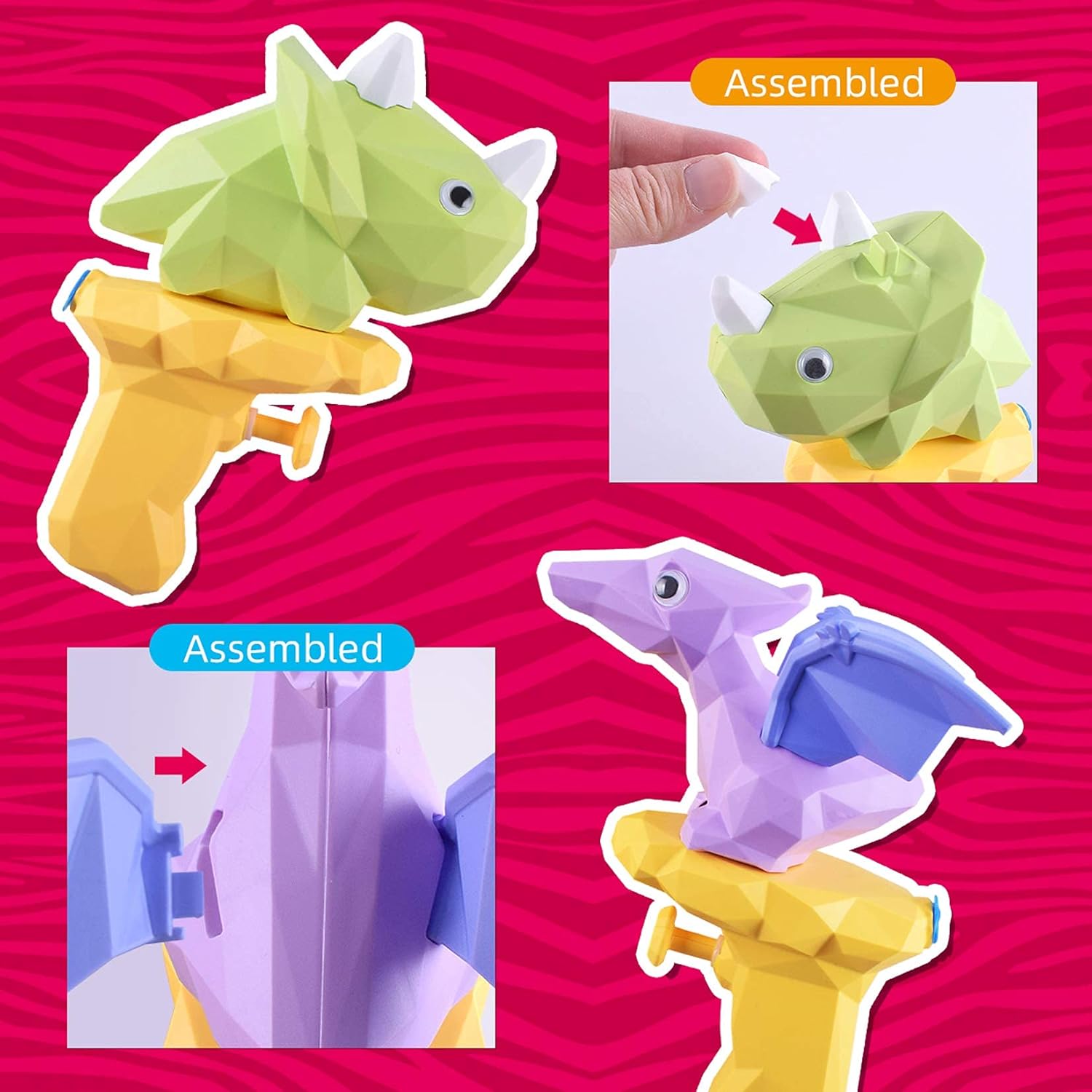 TICZLOE Water Gun, 4 Pack Water Guns for Kids Dinosaur Squirt Gun 150ml Capacity, Small Water Pistols for Boys and Girls Toddlers in Bath Pool Party Favors Summer Water Toys: Toys & Games