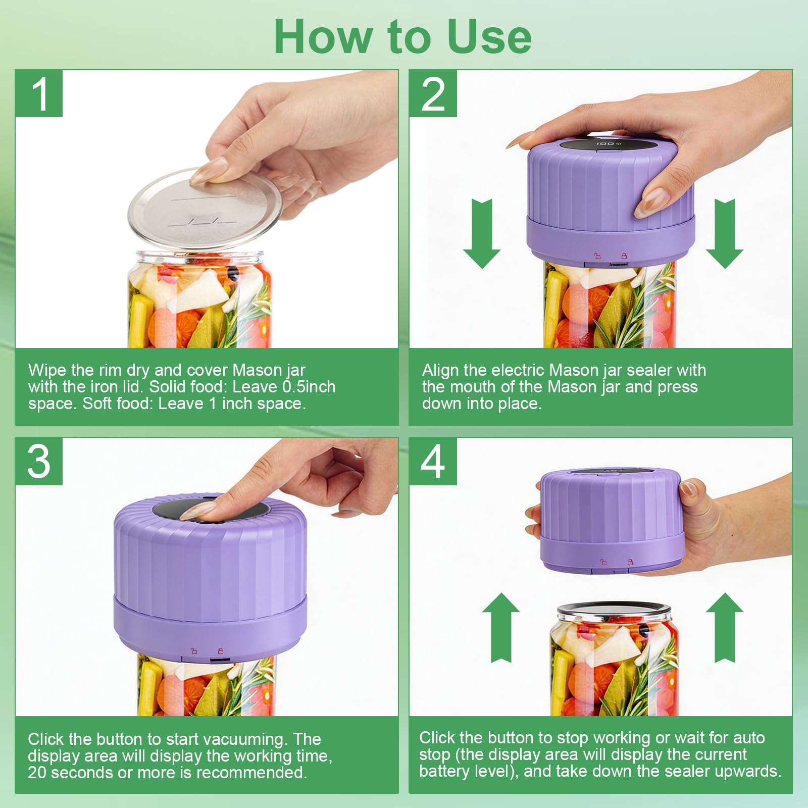 Mason Jar Vakuumiergerät, VP06+ Elektrischer Vakuumierer für Gläser