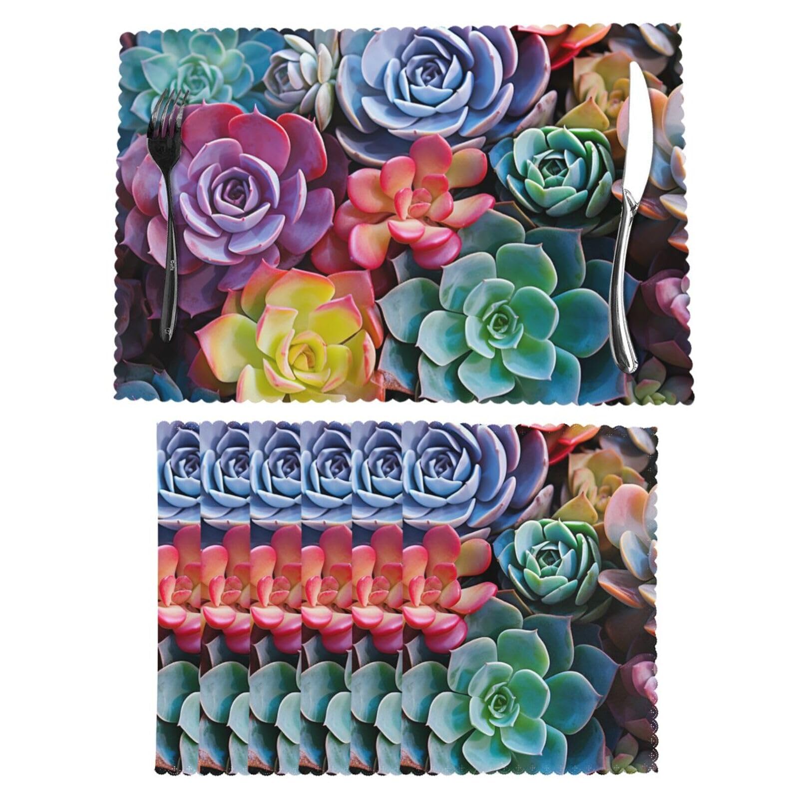 Sets de table en vinyle tissé lot de 6 tapis colorés pour repas en terrasse