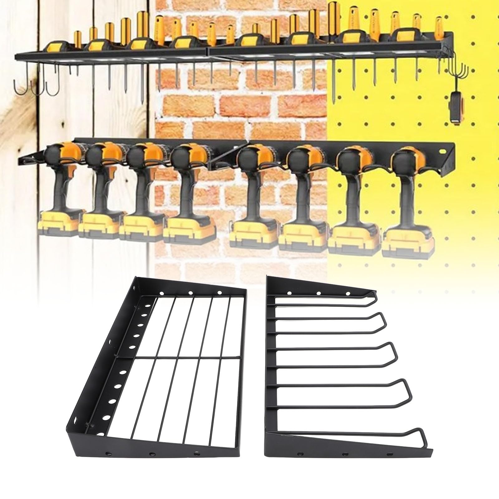 Fabater Organizador de Herramientas Eléctricas, Estante de Almacenamiento de Herramientas de Montaje en Pared de Hierro Resistente, Estante de Almacenamiento de que Ahorra Espacio con Soporte