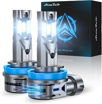 H11/H8/H9 Bulbs, 40000LM 6500K Cool White, 11 Mini Size, 1000% Super Bighter H16 Fog Light Bulb with 80000H Lifespan, 1 Min Plug-N-Play, IP68 Waterproof Non-polarity, Pack of 2