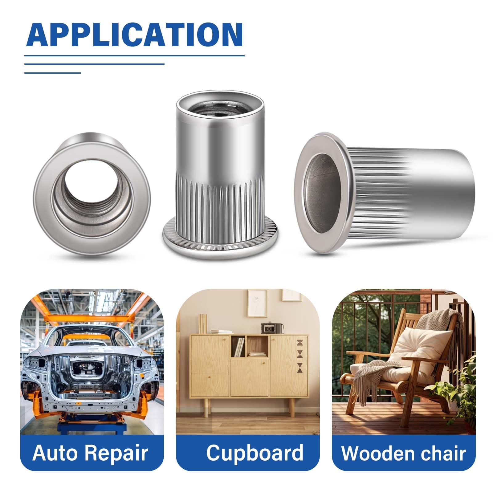 Snapklik.com : 5/16-18 Flange Rivet Nuts, 304 Stainless Steel Rivnut ...