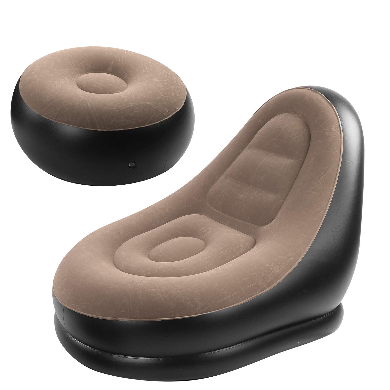 2 Piezas Sillon Hinchable, PVC y Tejido Flocado Sofa Hinchable Elegante y Sencillo Sofa Inflable Camping Perezoso Comodo, Simple Inflar Desinflar, Muy Adecuado para Interiores y Exteriores