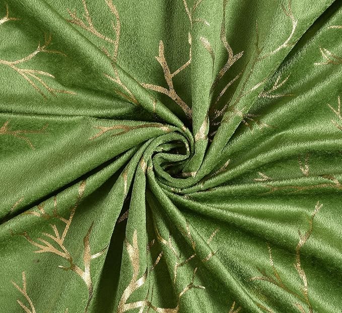 Image of Homefab India Velvet Curtains Room Darkening - Window 6 feet, Pack of 2 Curtain /Panel, Green