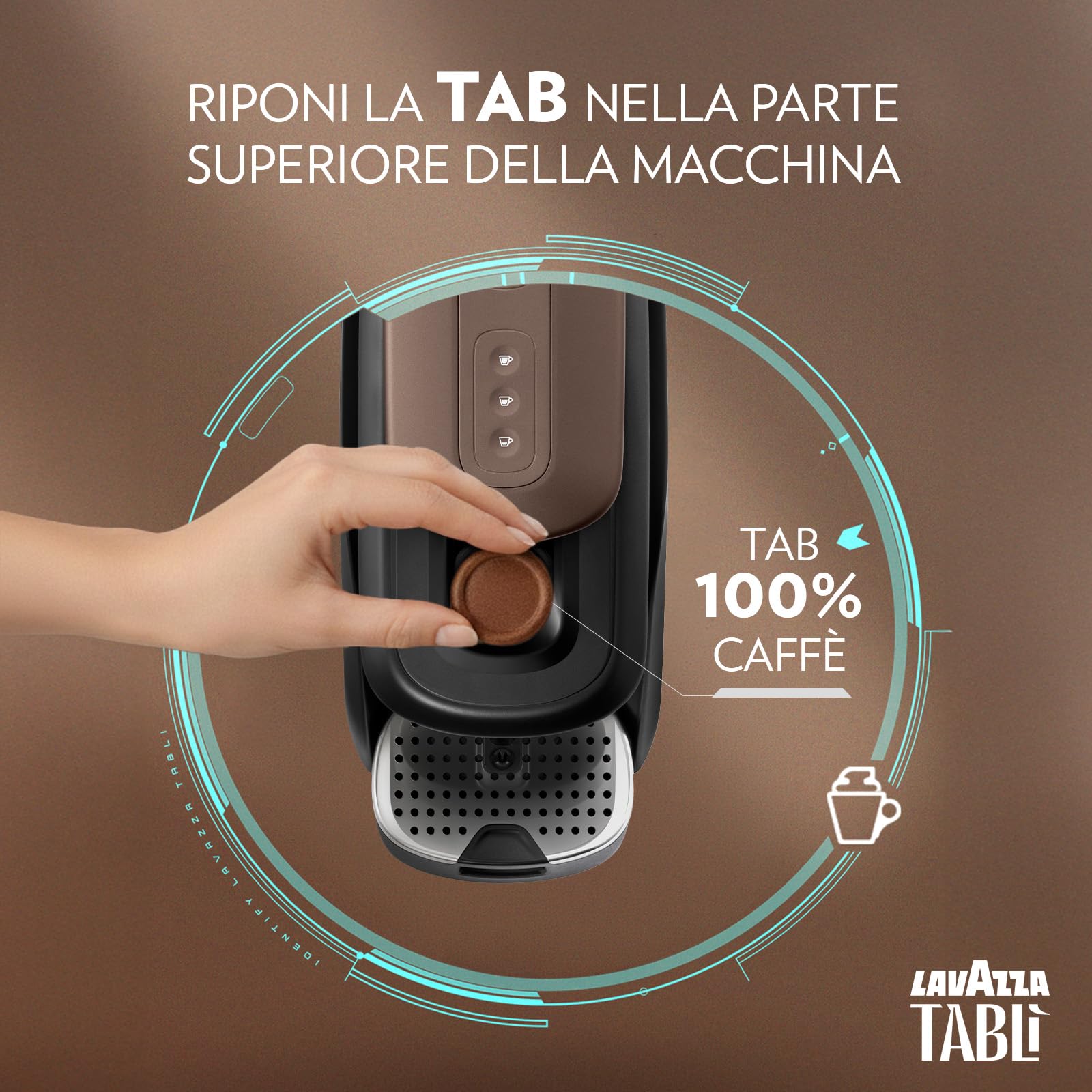 Lavazza, Tablì, Macchina Caffè Creata Esclusivamente per Tab 100% Caffè, Controllo Remoto con App, Compatibile Alexa e Google Home, Serbatoio d'Acqua 1.2L, 1450 W, 165 x 330 x 390mm, Rossa
