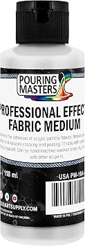 Pouring Masters Professional Effects Fabric Medium 4oz, Extender, Improves Paint Adhesion to Textiles - Fabric Medium for Acrylic Paint on Textile Increases Flexibility and Transparency