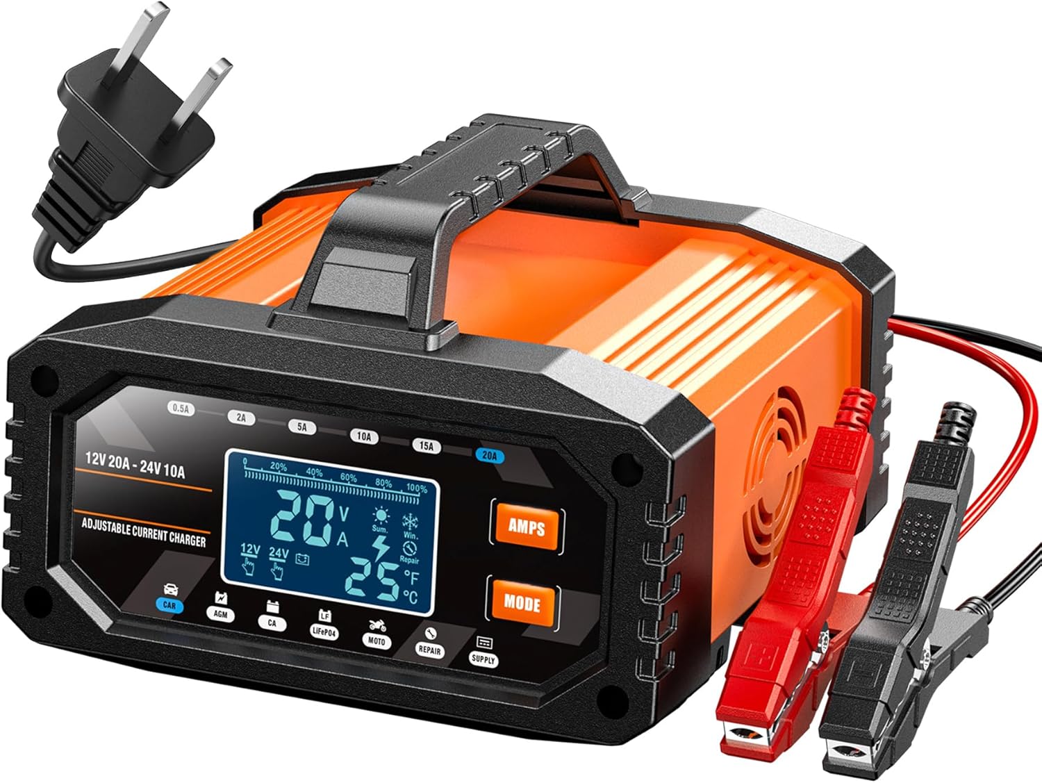 36V 20A LiFePO4 Battery Charger, 43.8V Lithium Battery Charger, Fast Charging, Over-Current and Over-Voltage Protection for 36V Lithium Iron Phosphate Batteries