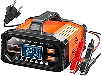 Vista 1 de Cargador de batería de coche 20A 12V/24V Corriente ajustable 0.5A-20A LiFePO4 Mantenedor de batería completamente automático, cargador inteligente