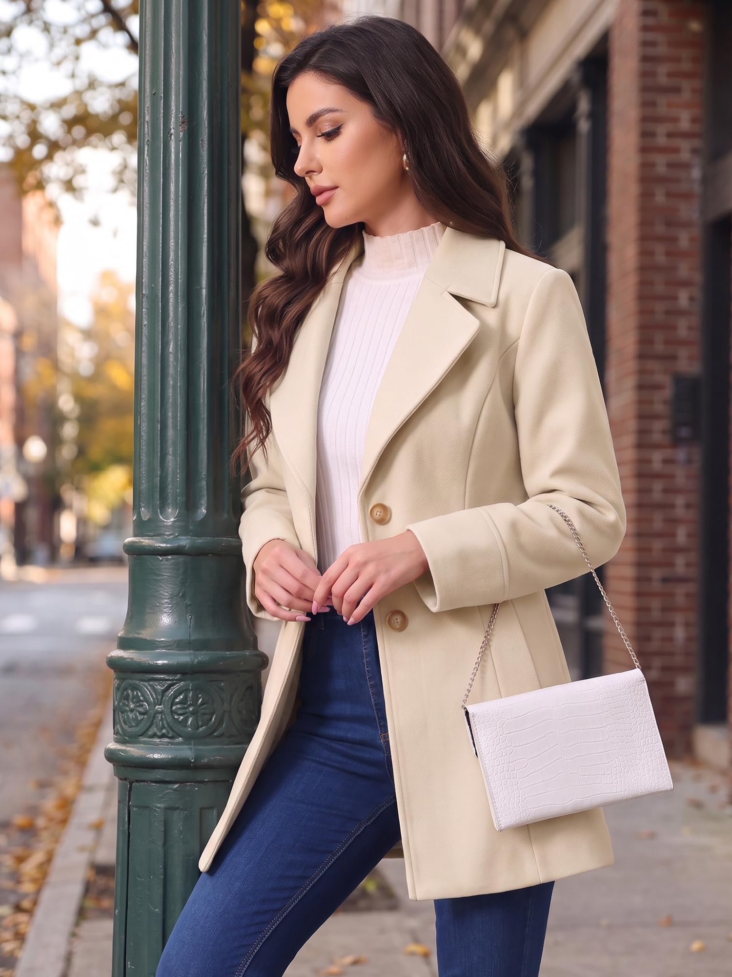 Allegra K Damen Pea Coat Frisch und feminin (1er Pack)