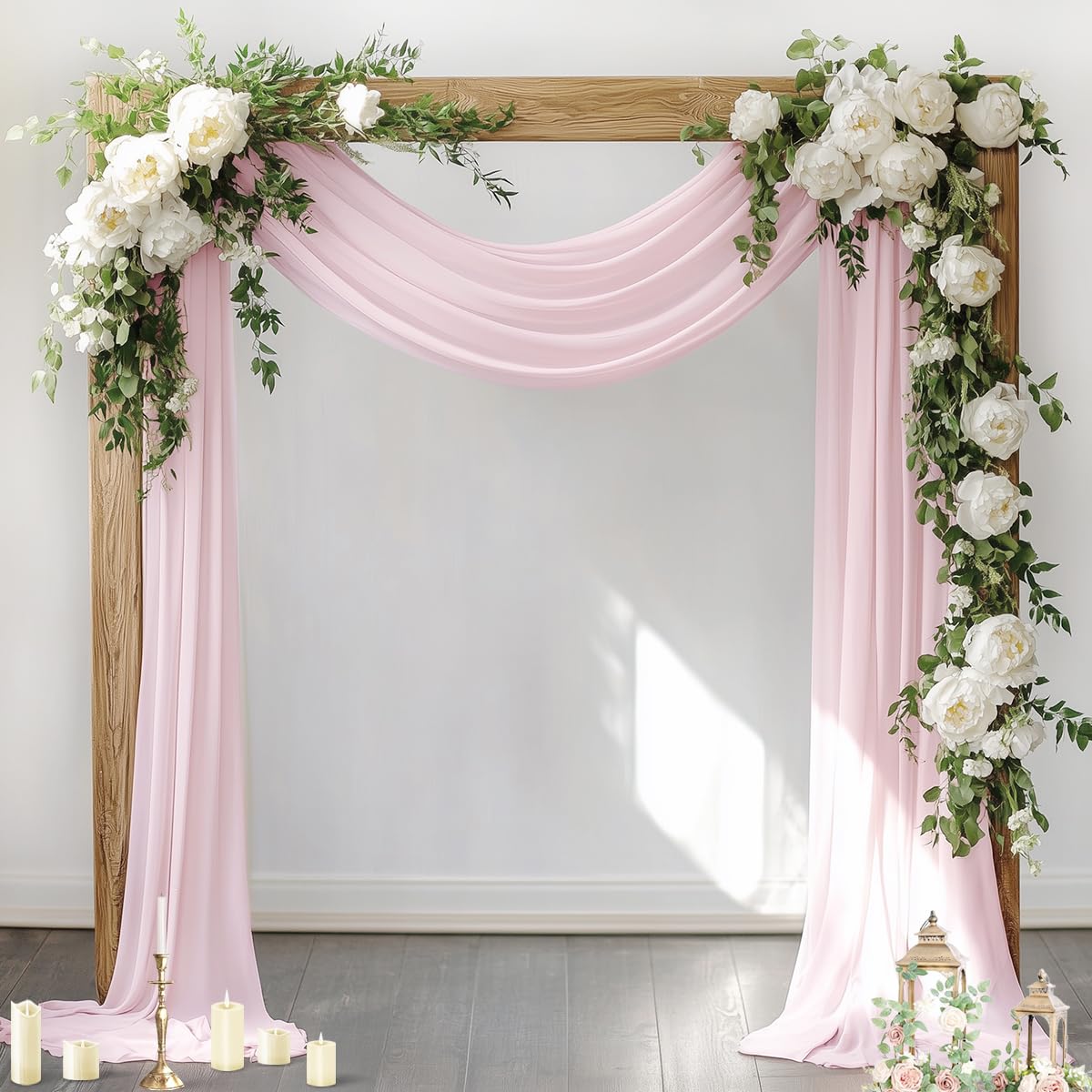 Socomi Wedding Arch Draping Fabric 1 Panel 29" x 19Ft Ivory Sheer Chiffon Curtain Drapes 6 Yards for Wedding Ceremony Birthday Party Decoration — view 16