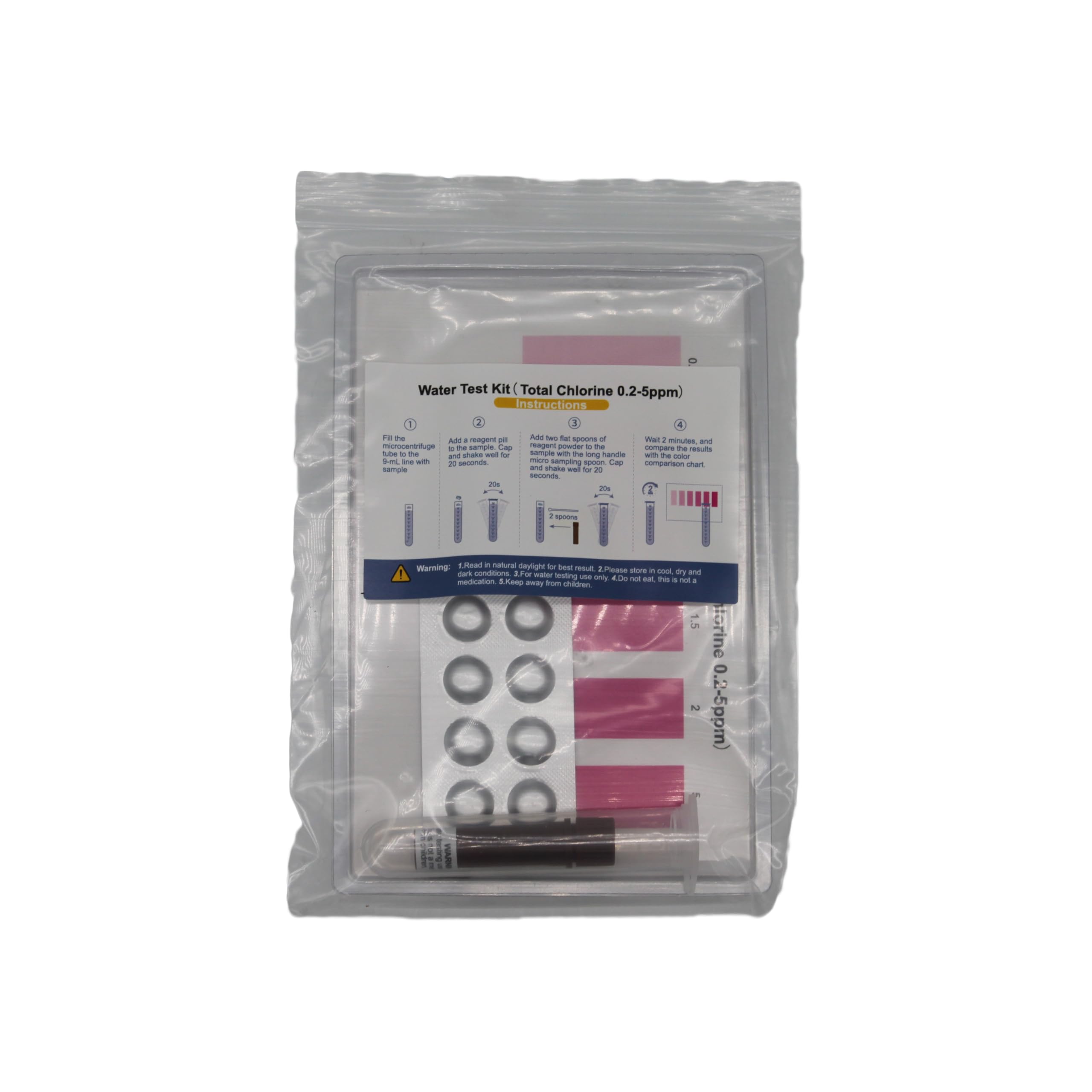 Envig Compare-It Total Chlorine (Free Chlorine + Chloramine) Test Reagent Kit, 0.2-5 PPM 6 Readings, Low to Middle Total Chlorine Colorimetric Chemical Reagent Test