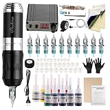 STIGMA Kit de Tatuaje Completo Rotativa Pluma Maquina para Tatuar 10 Colores Tintas, Fuente de Alimentacion Digital 10pcs Cartuchos de Tatuaje y Instruccion STP35KITP192-5