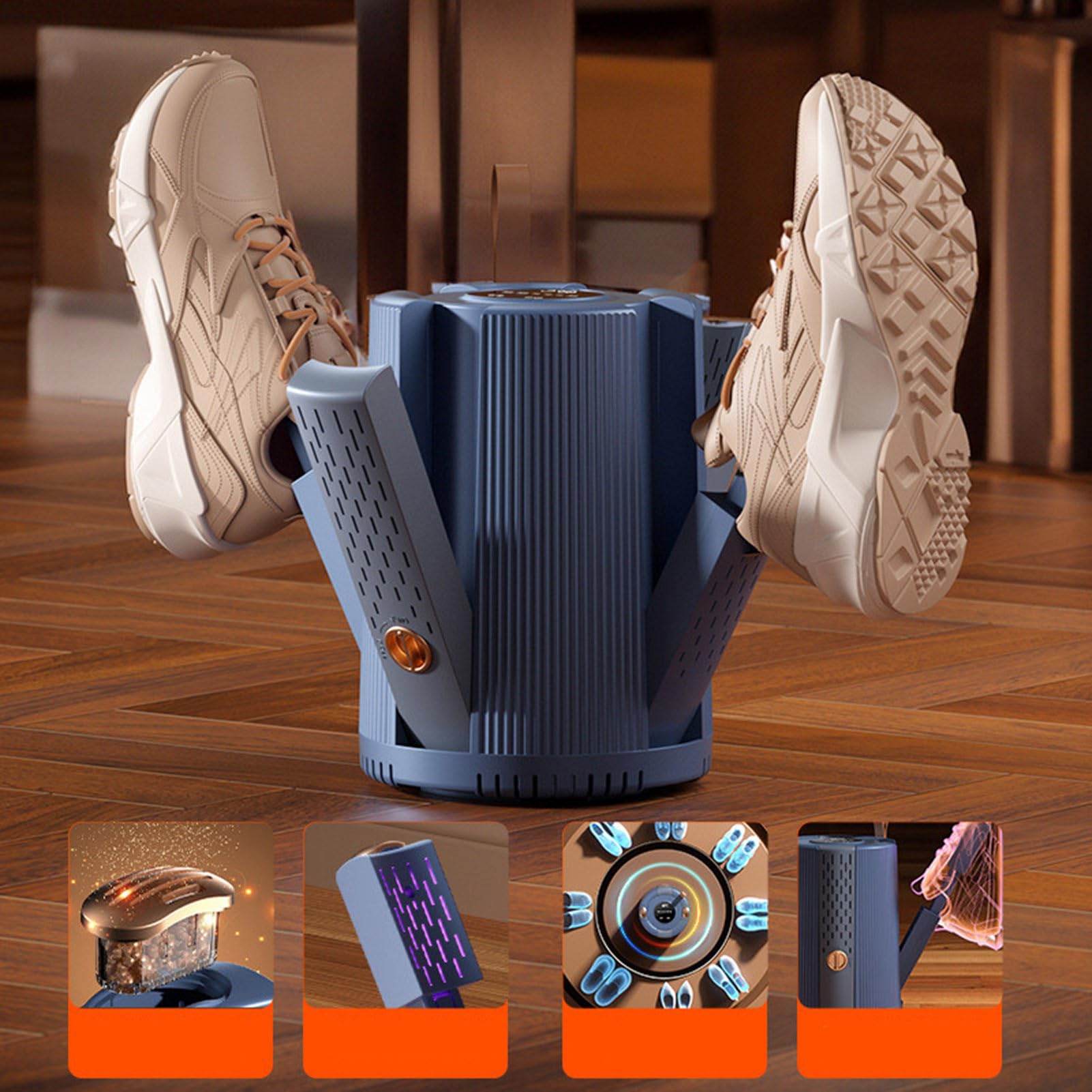 Asciugascarpe elettrico – Deodorante portatile, scalda stivali a circolazione del calore, supporto igienizzante per scarpe sportive, maniglia integrata per il trasporto | Dispositivo
